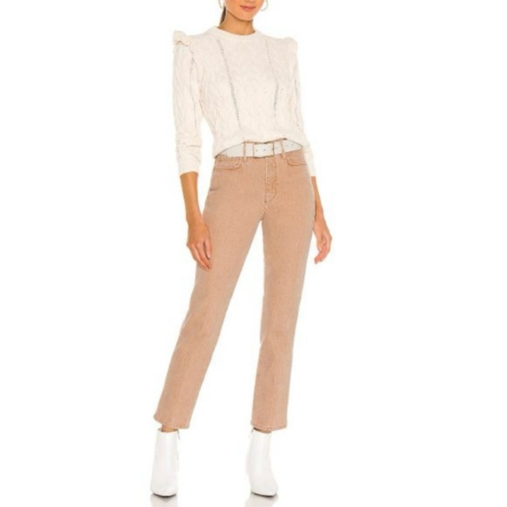Frame Le Sylvie Super High Rise Jeans Slender Straight Ankle Size 25 Sand - Picture 3 of 14
